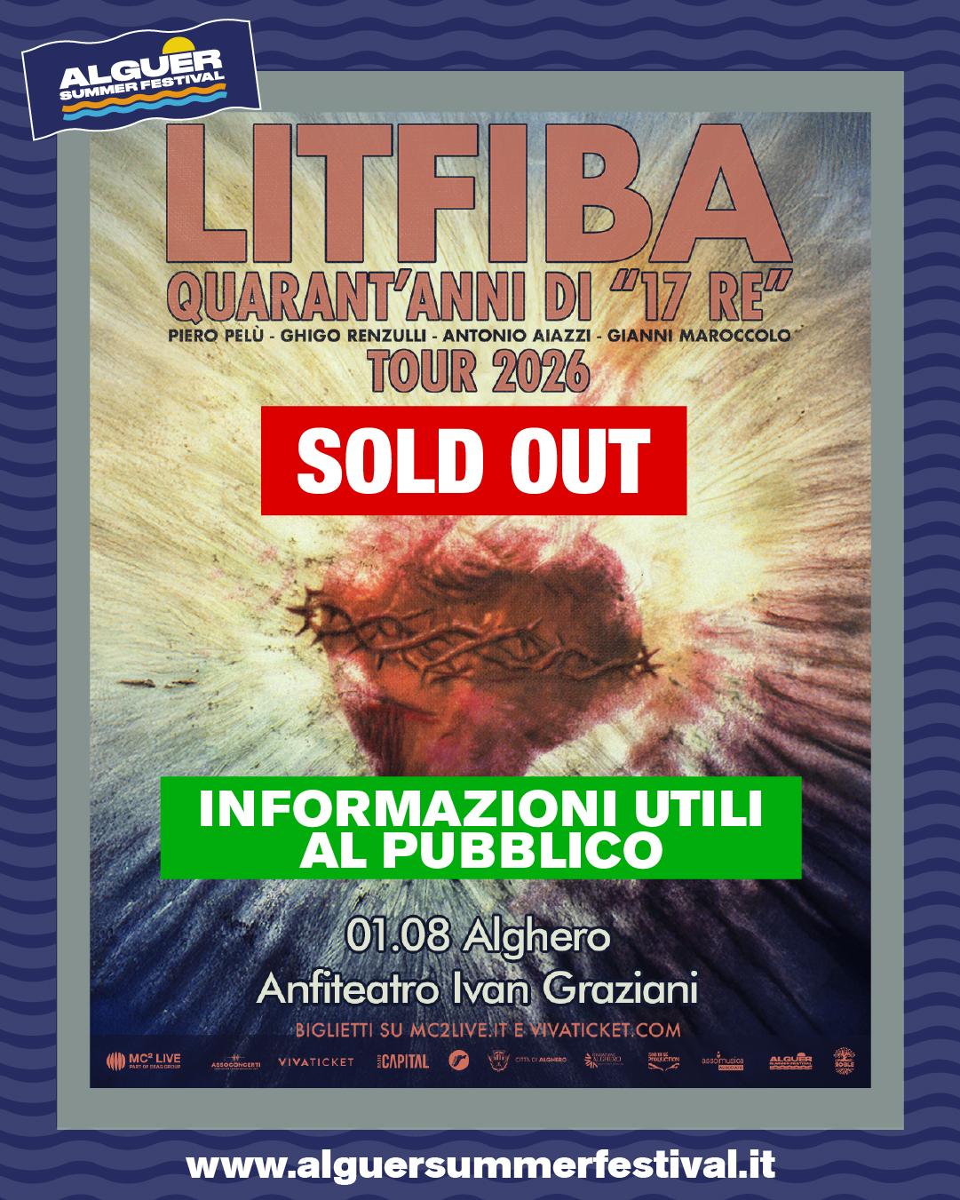 Featured image for “Litfiba | 1 agosto 2026 – Informazioni utili al pubblico”